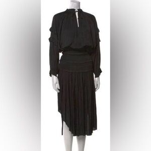 Ulla Johnson Black Silk Midi Dress